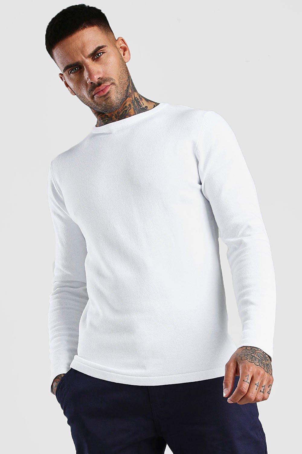 white crew neck jumper