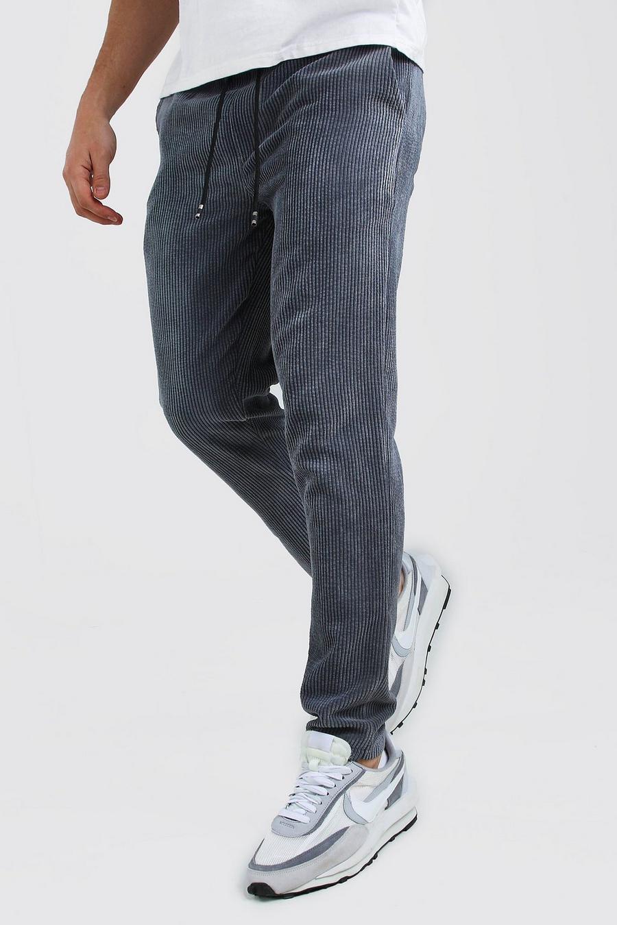 Pantalon de jogging coupe slim en velours côtelé, Bleu poudre image number 1