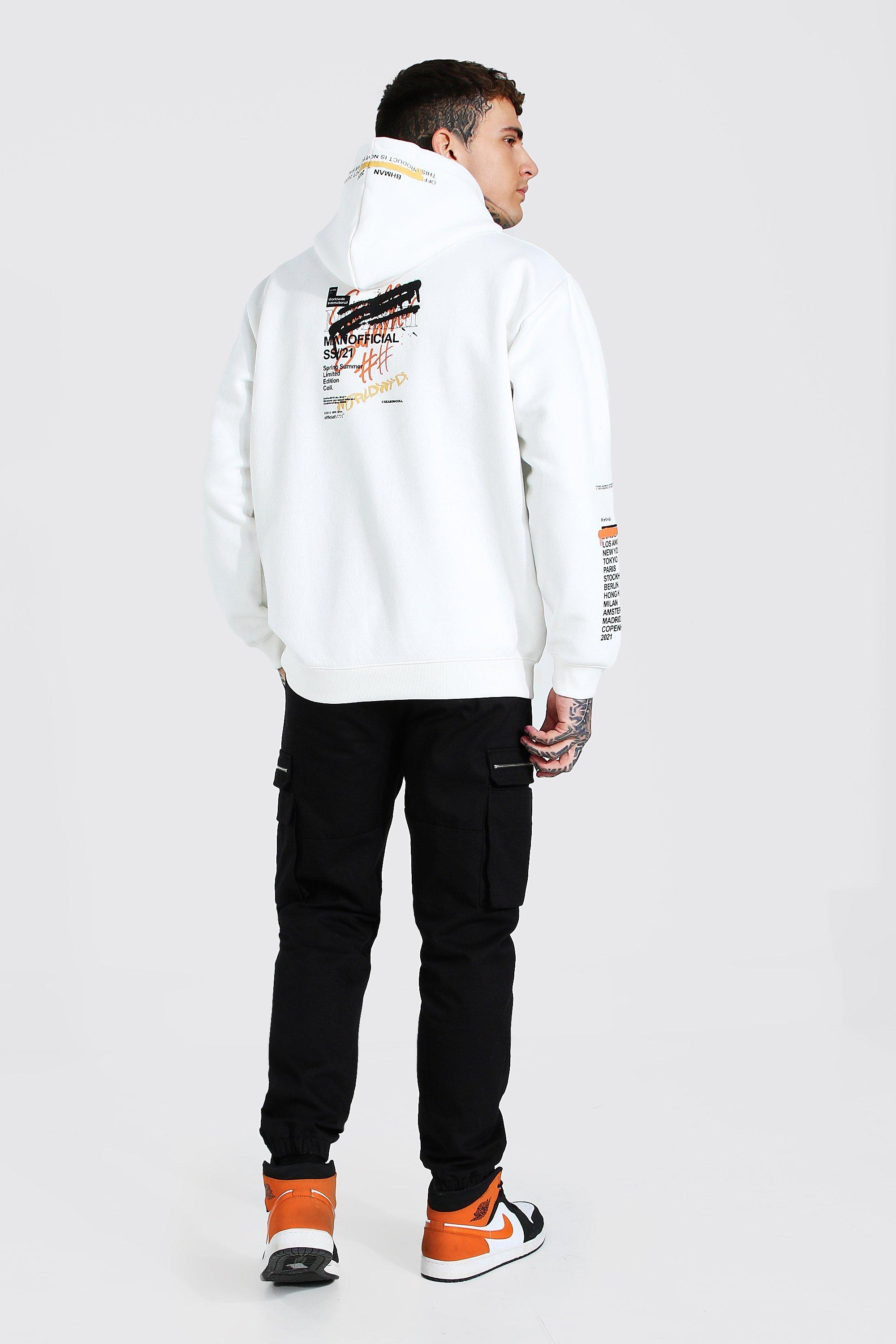 Loose Fit MAN Worldwide Print Hoodie boohoo UK