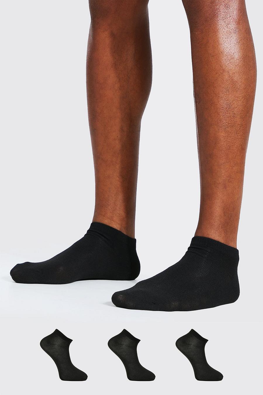 Black 3 Pack Plain Sneaker Socks image number 1