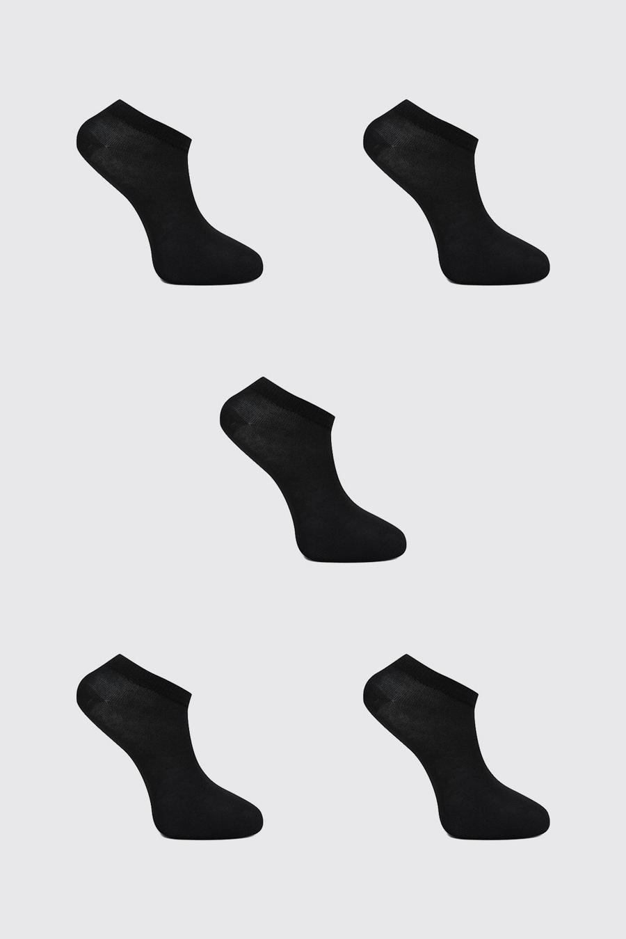 Black 5 Pack Plain Sneaker Socks image number 1