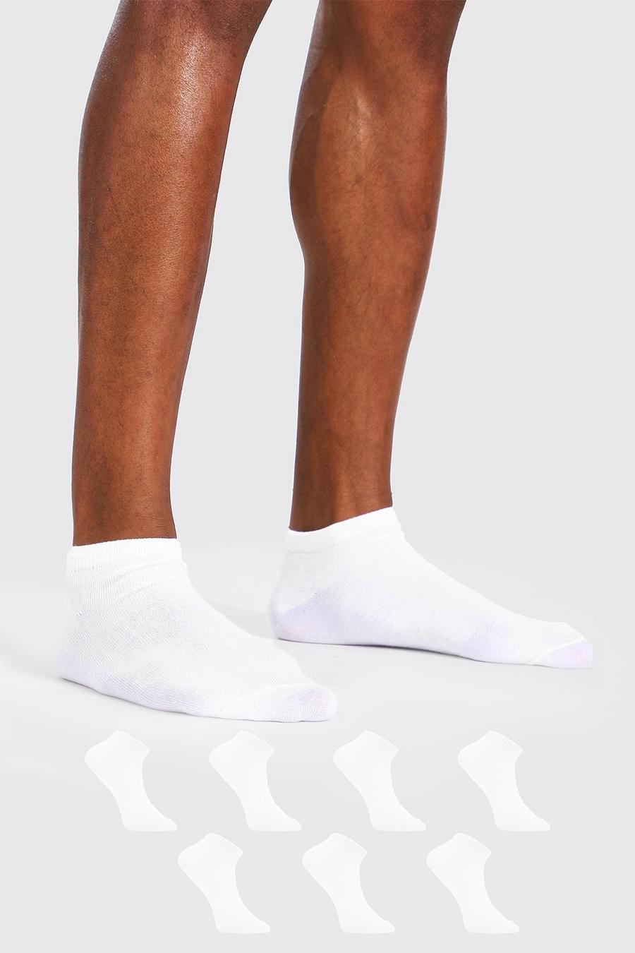 White 7 Pack Plain Sneakers Socks image number 1