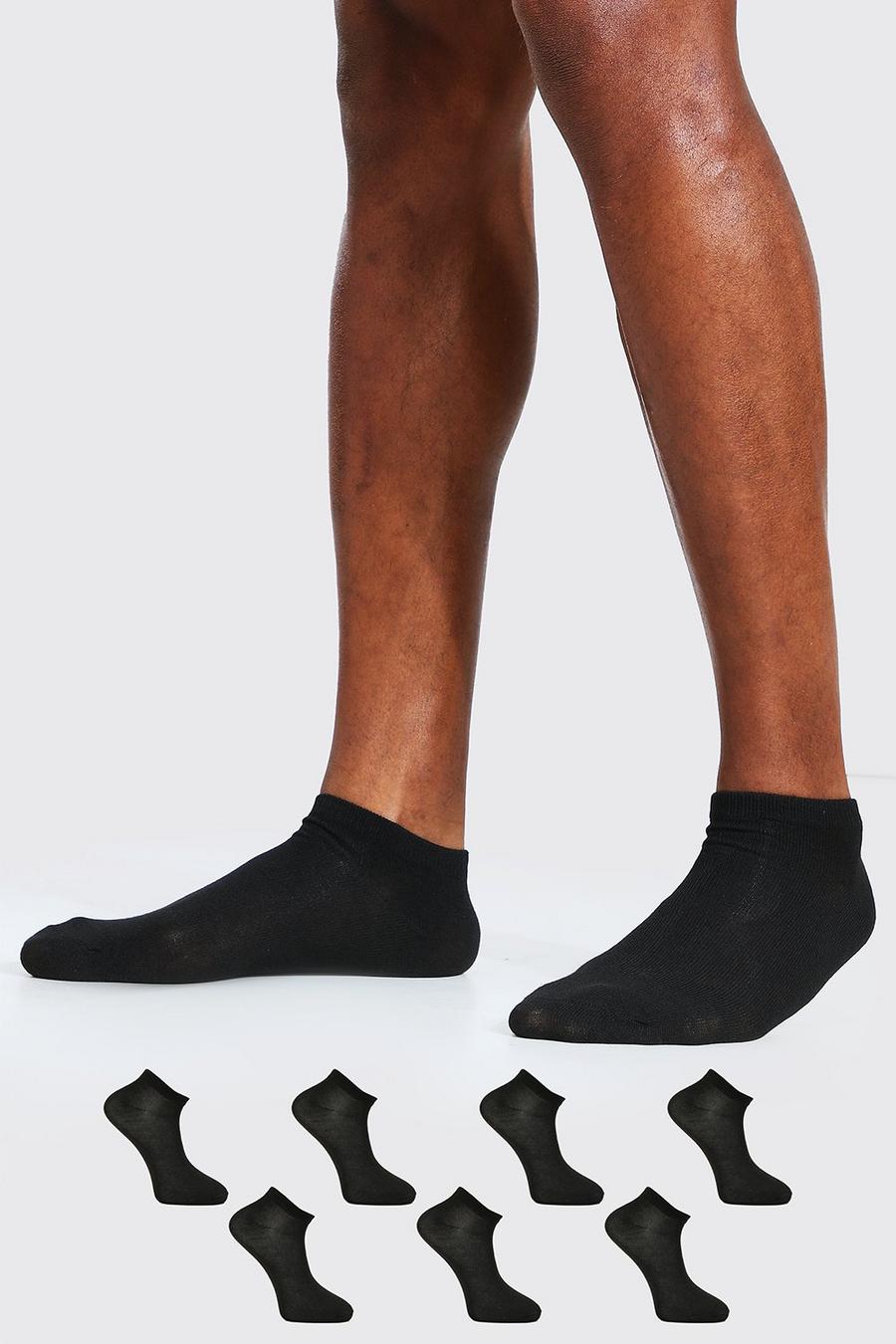 Black 7 Pack Plain Sneaker Socks image number 1