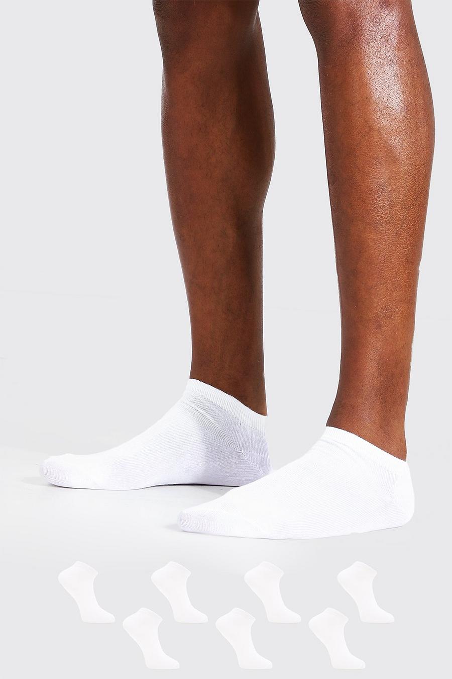 Confezione da 7 paia di calzini sportivi senza motivi, Bianco image number 1