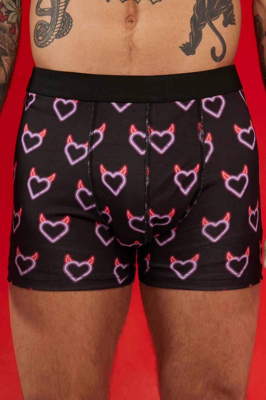 Black Valentines Heart With Horns Boxer Gift Set