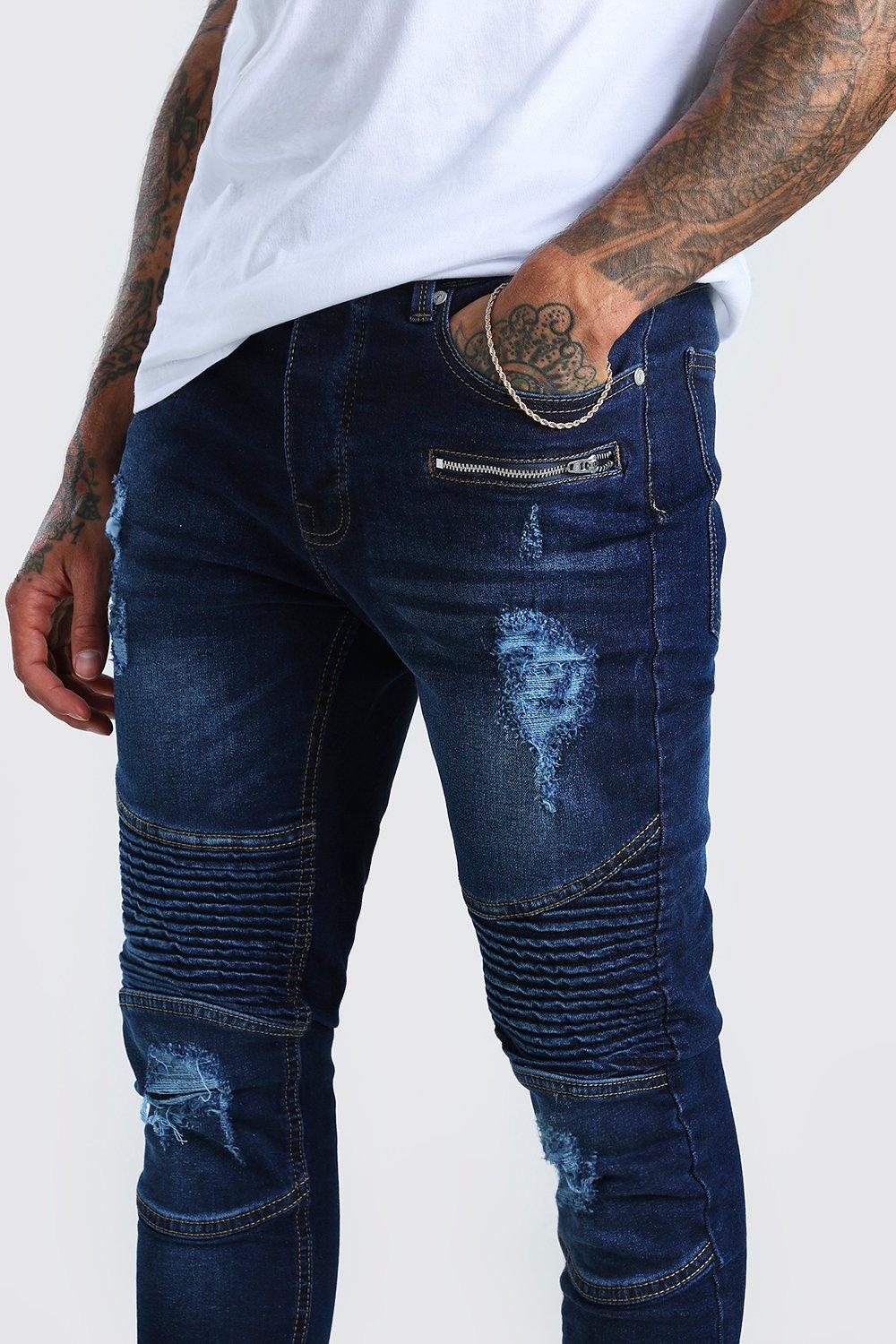 spray on skinny biker jeans with zips
