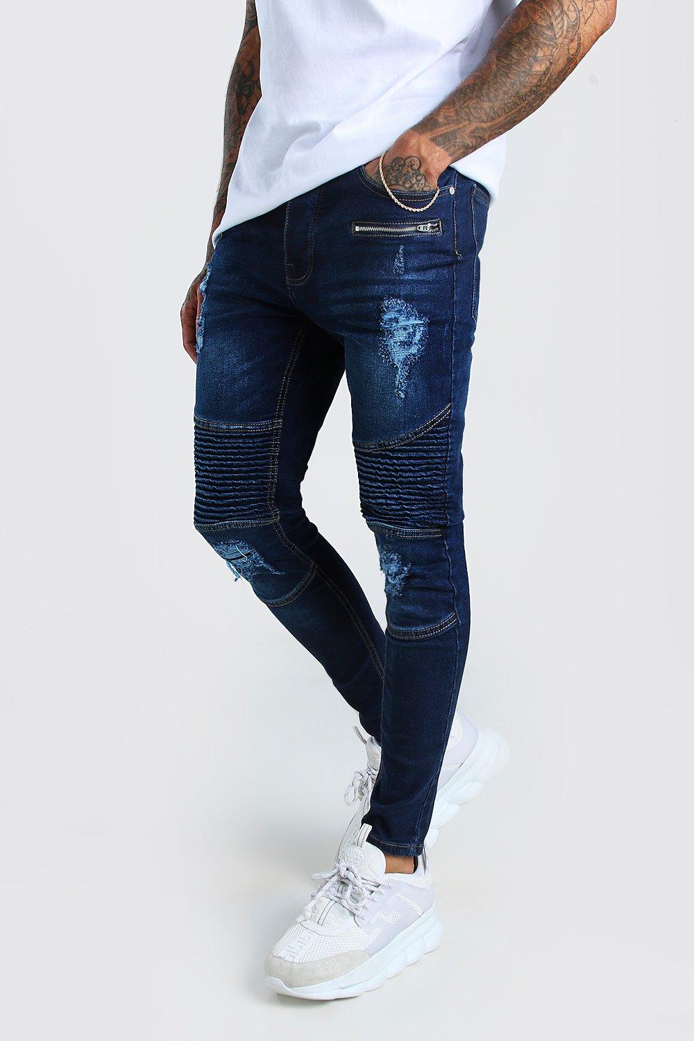 spray on skinny biker jeans with zips