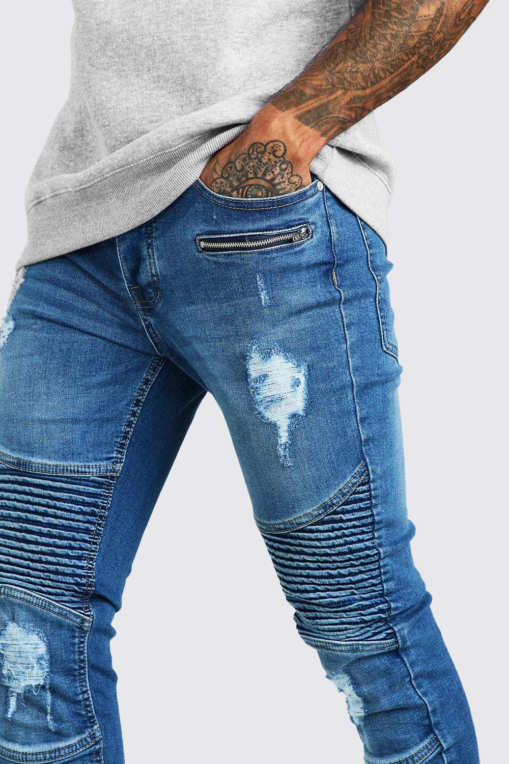 spray on skinny biker jeans with zips