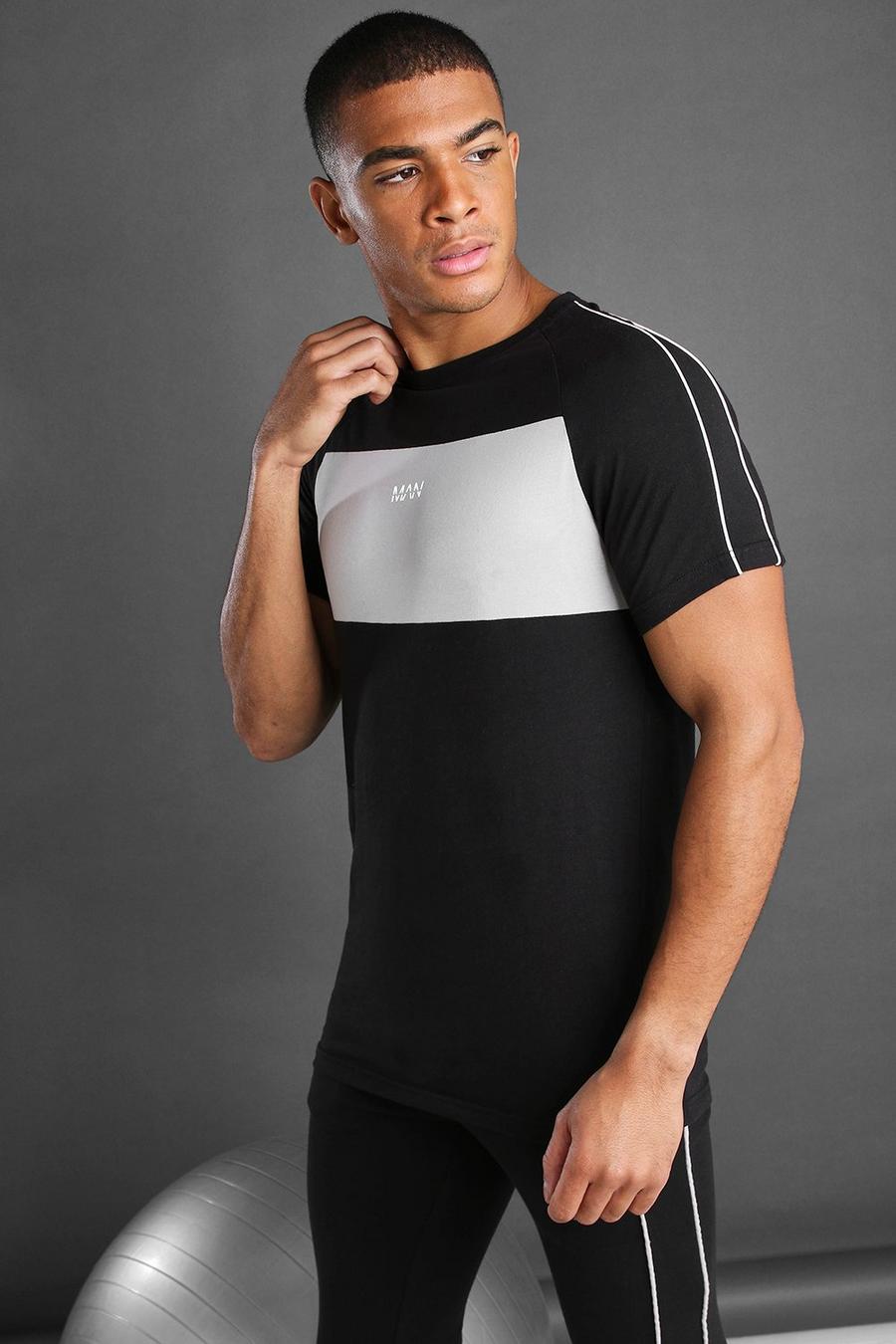 MAN Longline Fit Curved Hem T-Shirt With Panelling image number 1