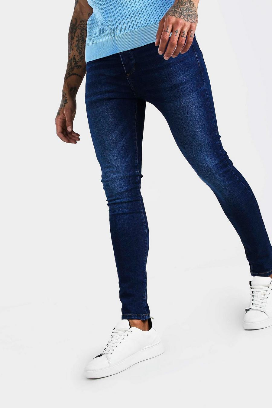 Jeans neri denim effetto lavato taglio super skinny, Indaco effetto lavato image number 1