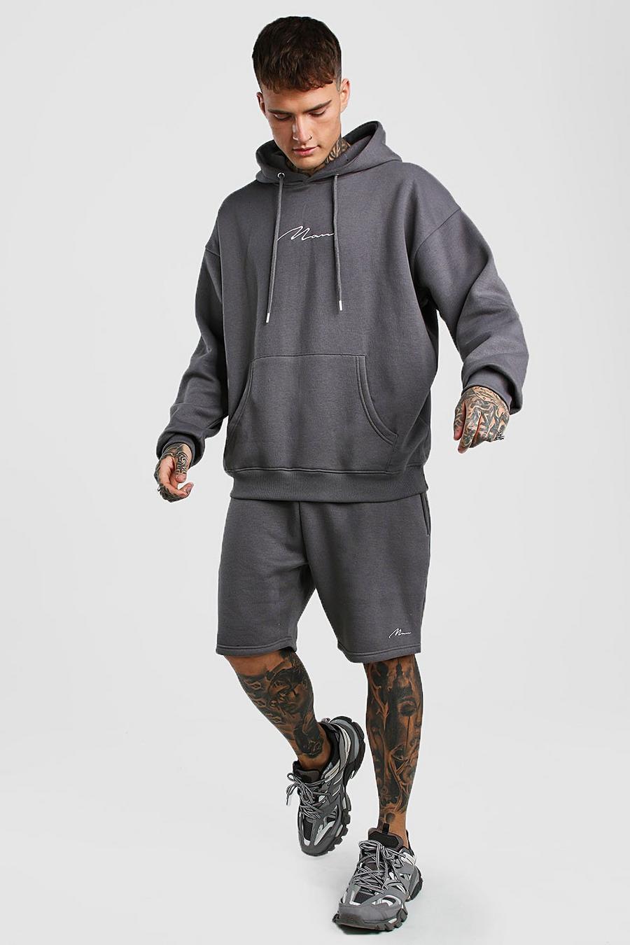 Slate Man Signature Oversize hoodie och shorts image number 1