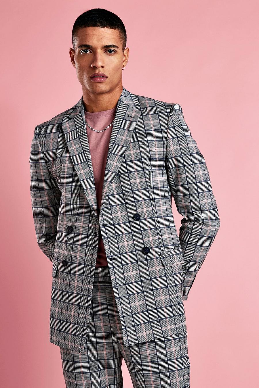 Pink Skinny Fit Double Breasted Blazer image number 1