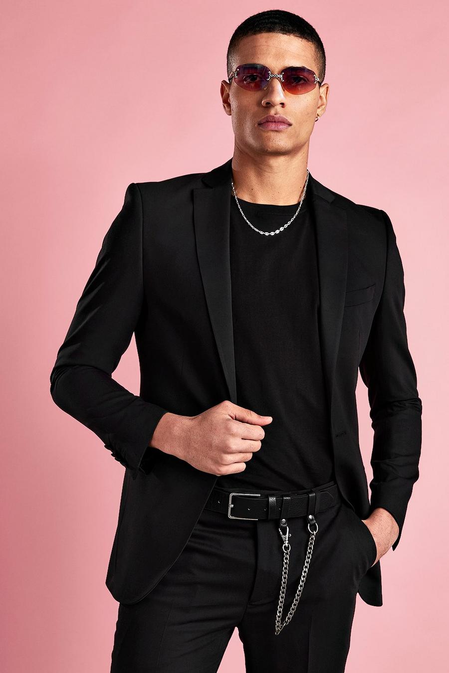 Black Super Skinny Tuxedo Blazer image number 1