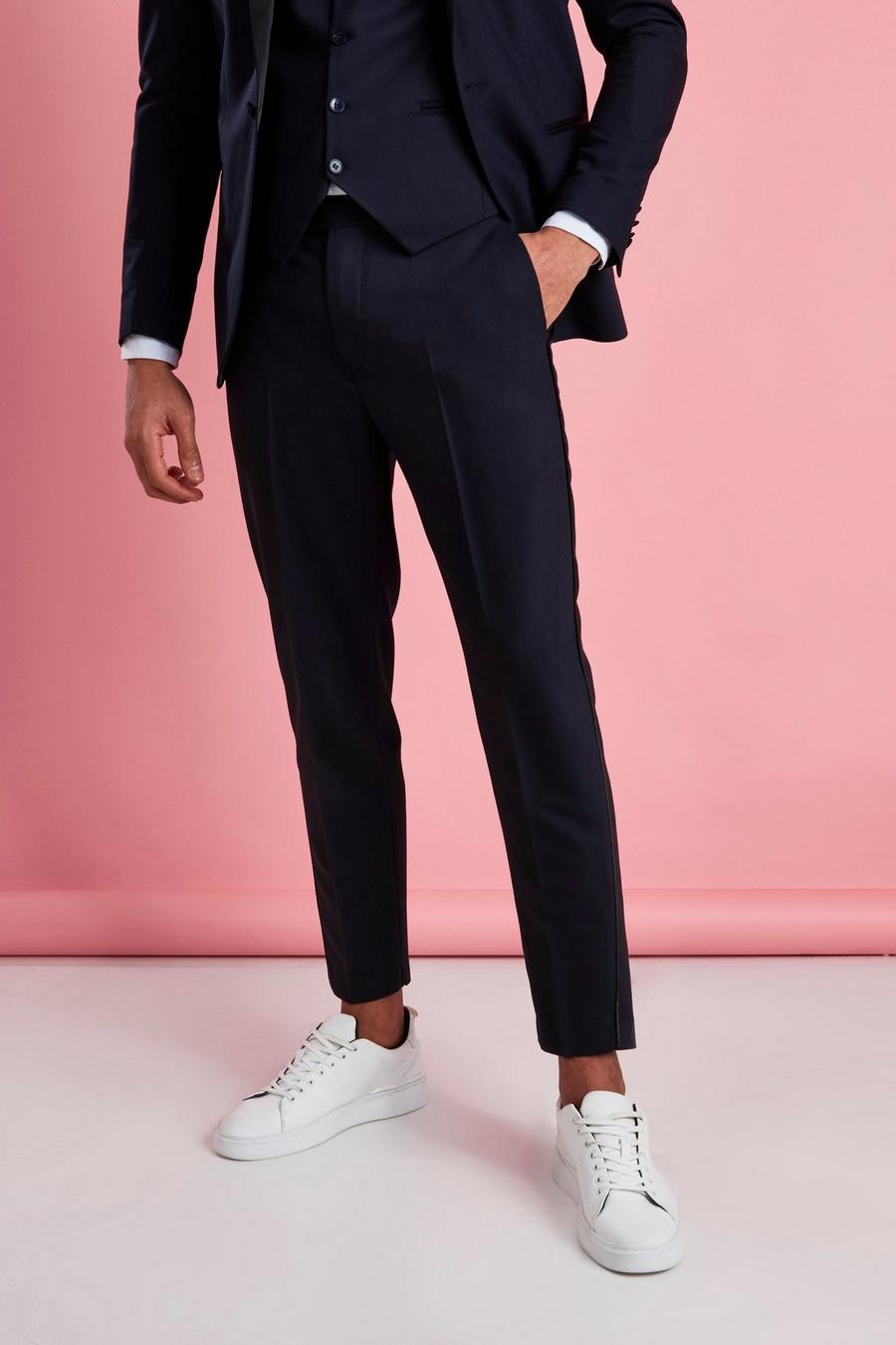 Navy Skinny Tuxedo Trousers image number 1
