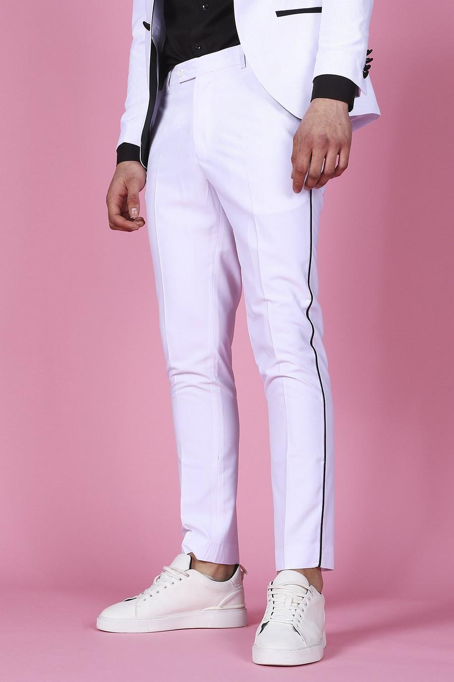 לבן מכנסי טוקסידו סקיני image number 1