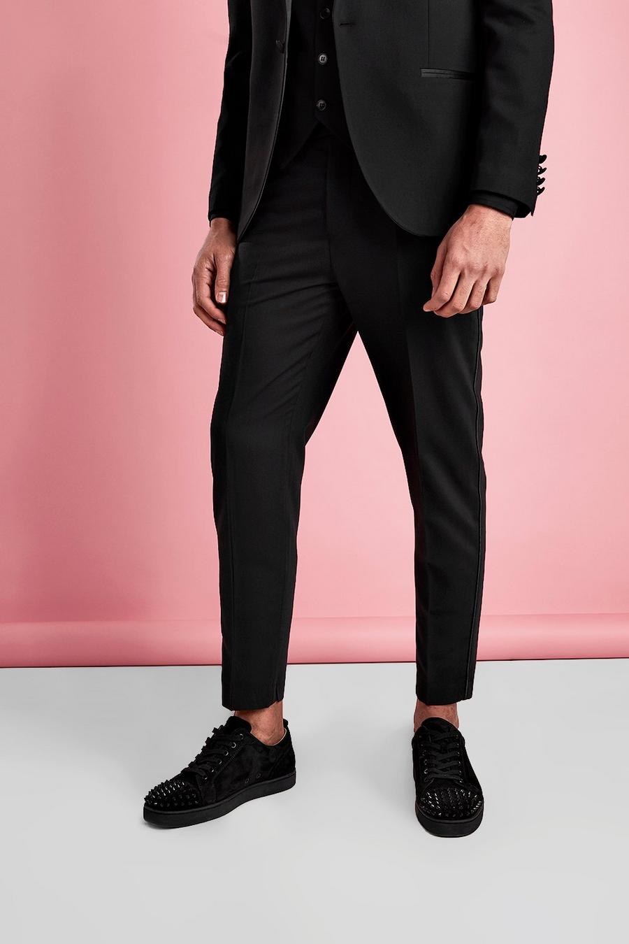 Black Slim Fit Tuxedo Trousers image number 1