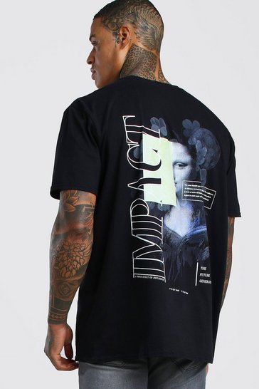 Men's Oversized Front & Back Graphic Print T-Shirt | Boohoo UK