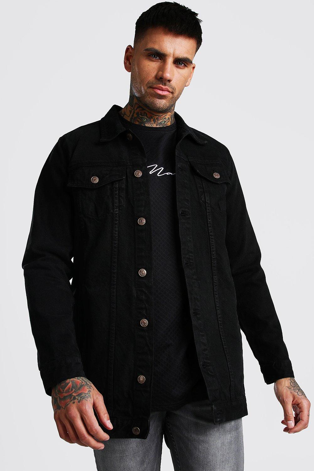 longline black denim jacket