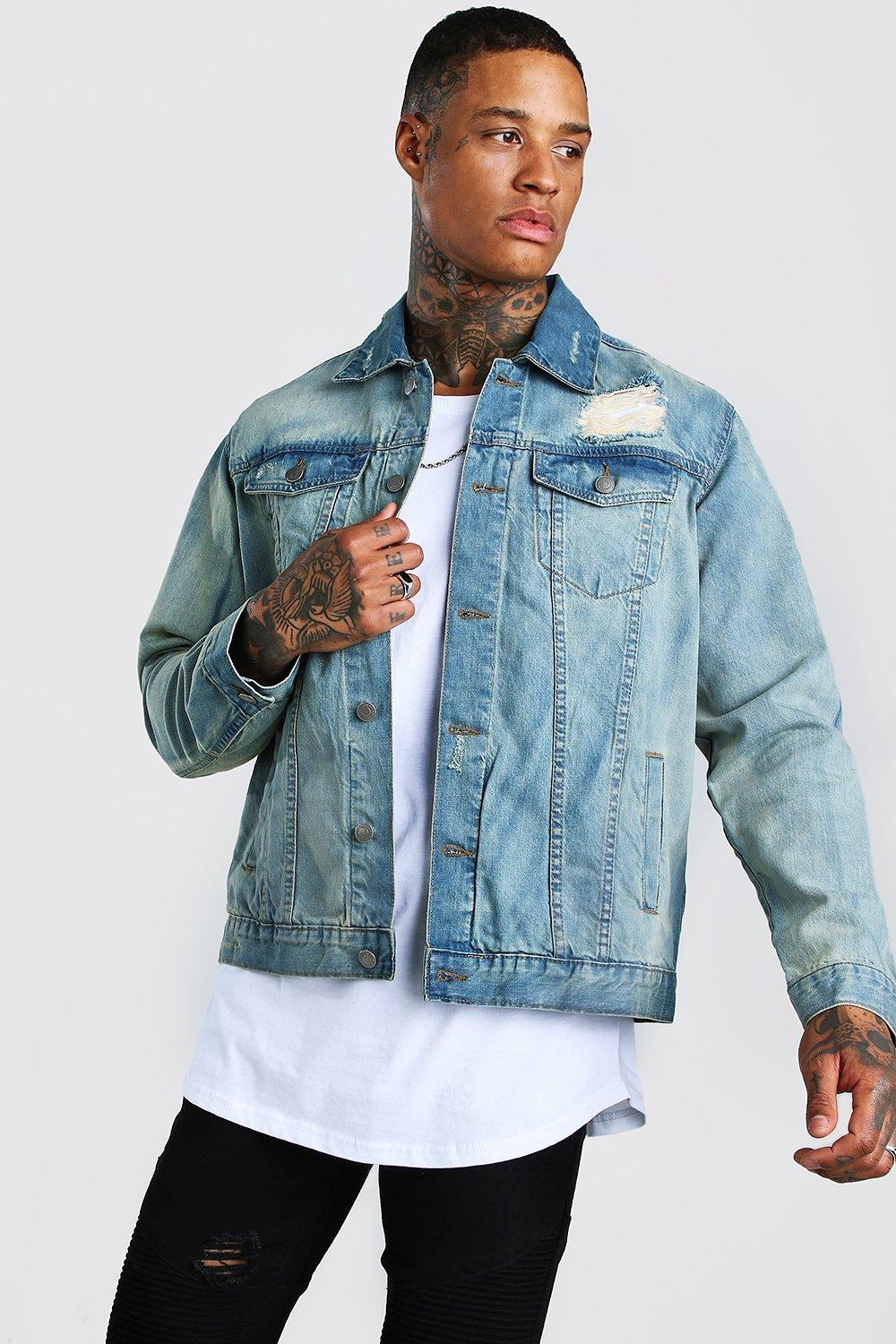 mens distressed denim jacket