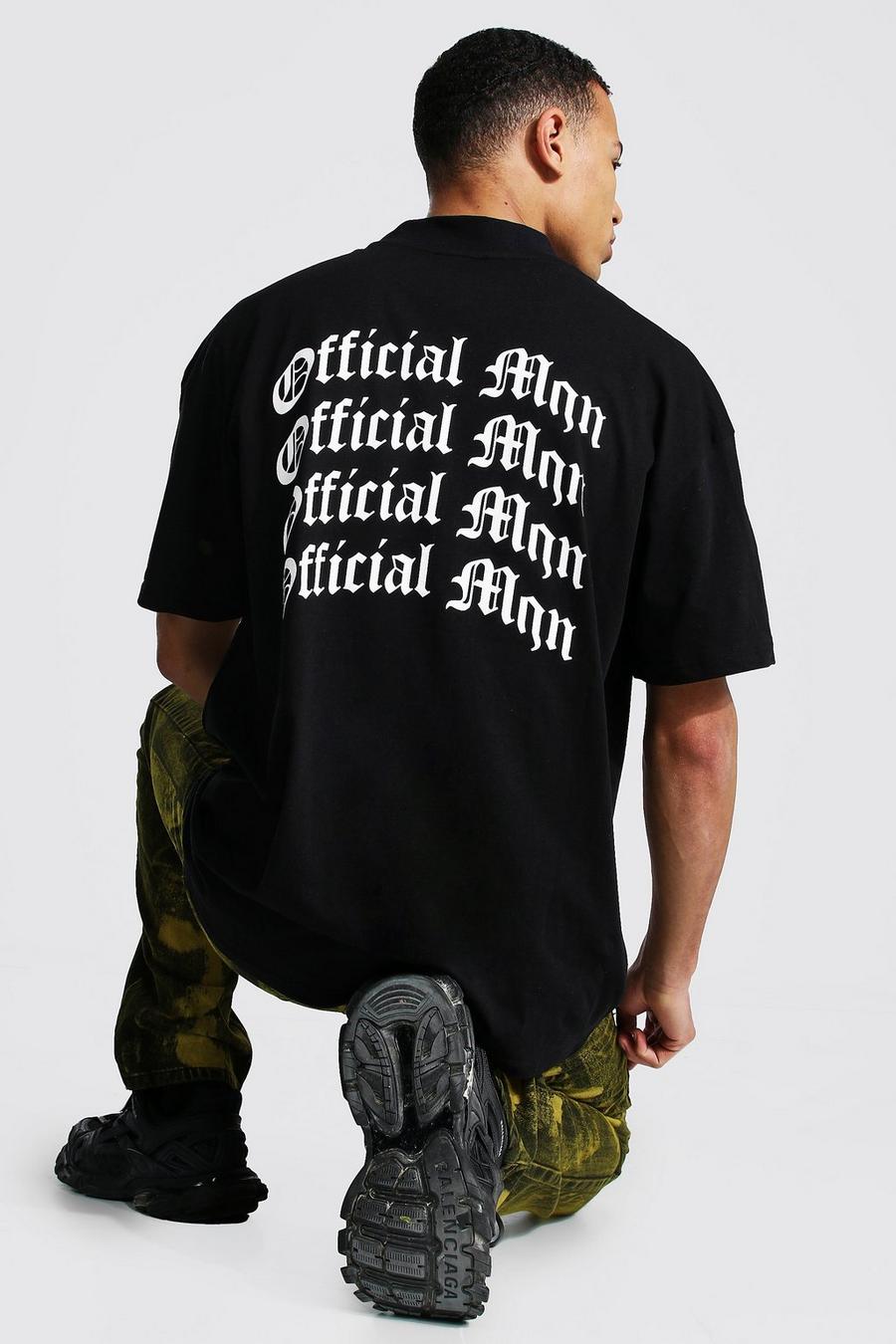 Tall Übergroßes T-Shirt mit MAN-Print hinten, Schwarz image number 1