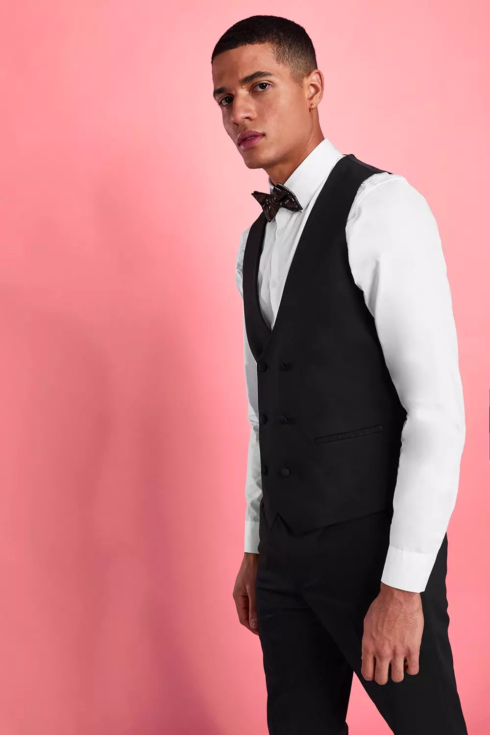 Buy White Low Cut Satin Backless Tuxedo Vest & Bow Tie - 3 Button