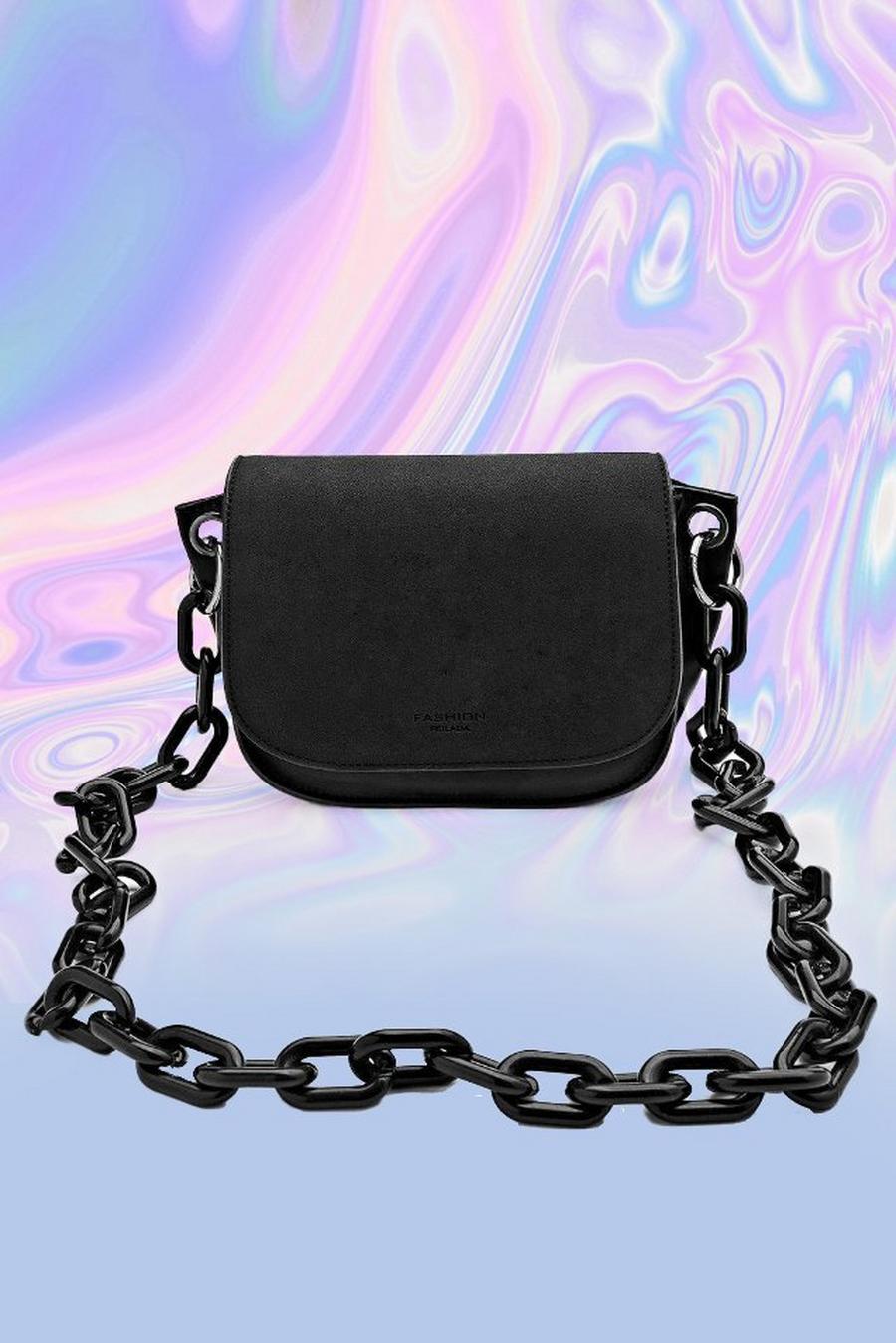 Black Chunky Chain Crossbody Bag image number 1