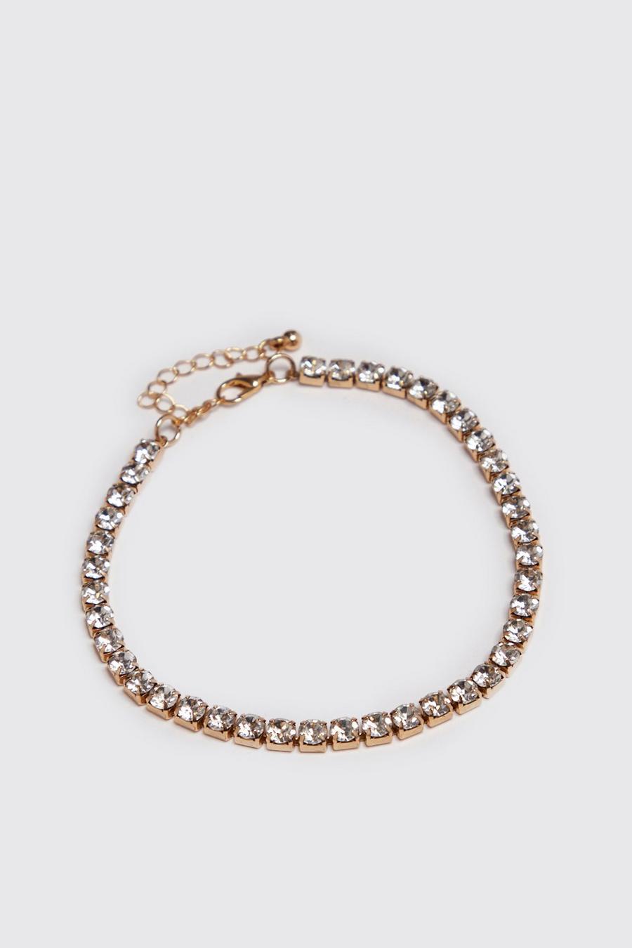Gold metallic Diamante Tennis Chain Bracelet image number 1