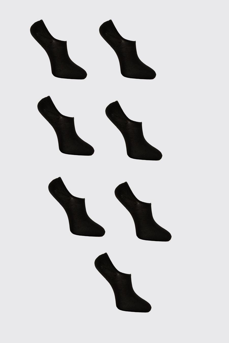 Black 7 Pack Plain Invisible Socks image number 1