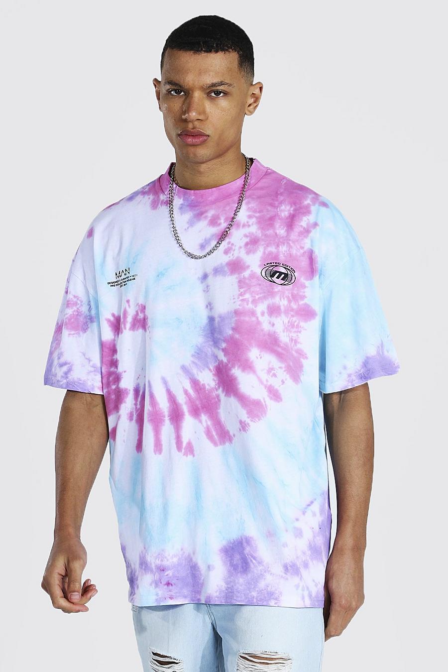 Multi Tall Oversized Extended Neck Tie Dye T-shirt image number 1