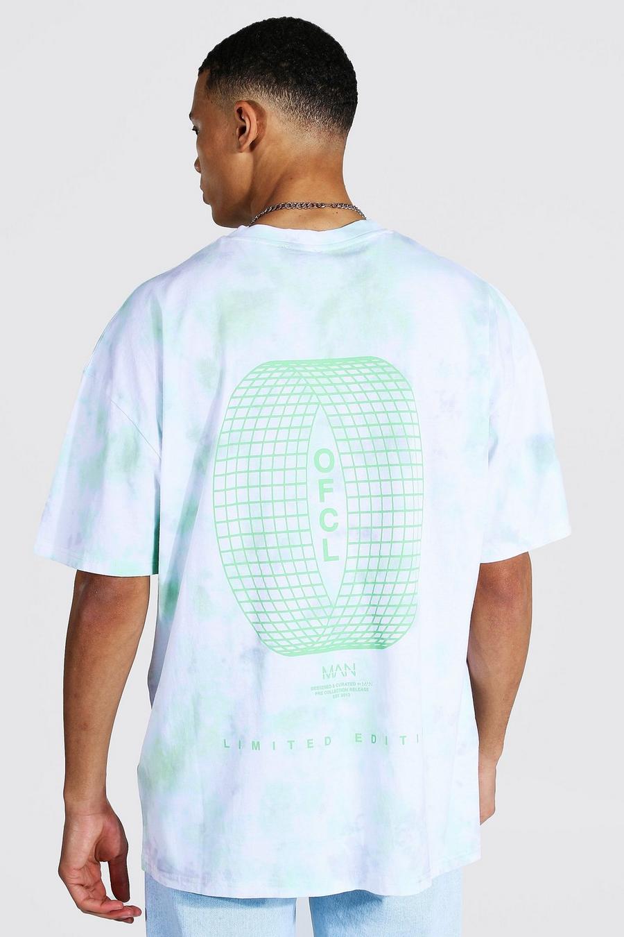 Green Tall Oversized Crew Neck Tie Dye T-shirt image number 1