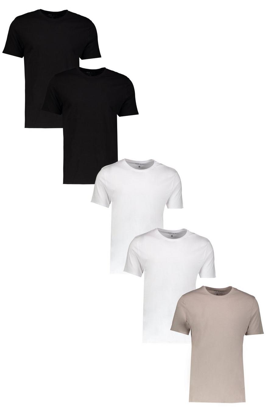 5er-Pack schlichte T-Shirts mit Rundhalsausschnitt, Mehrfarbig image number 1