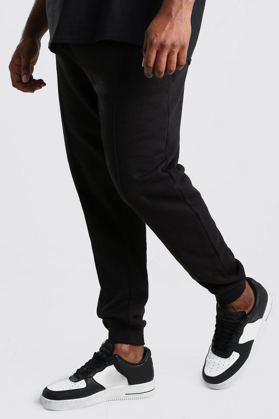 שחור מכנסי ריצה עם קפלים מבד ג'רסי לגברים גדולים וגבוהים image number 1