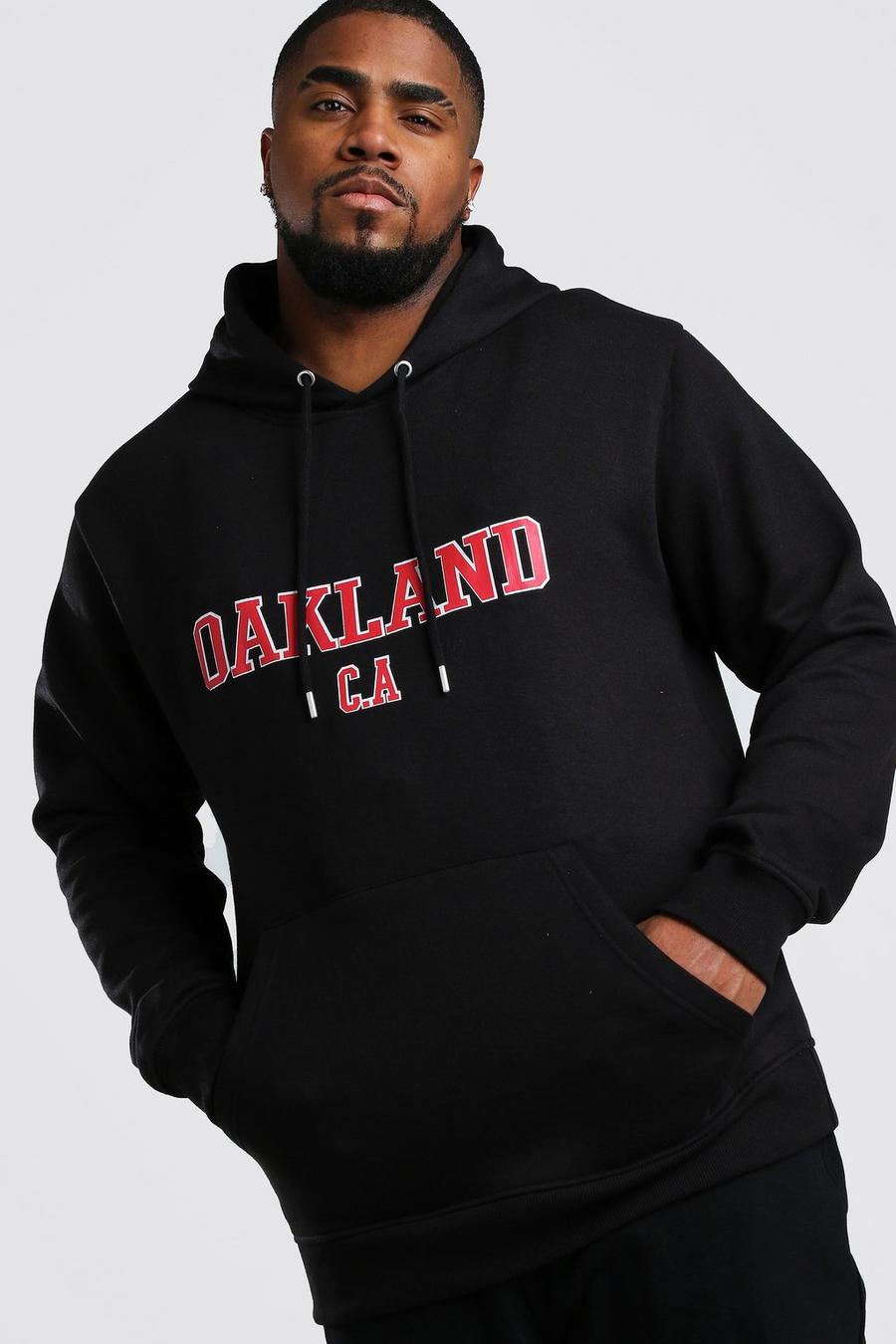 Big And Tall Hoodie mit „Oakland“-Print, Schwarz image number 1