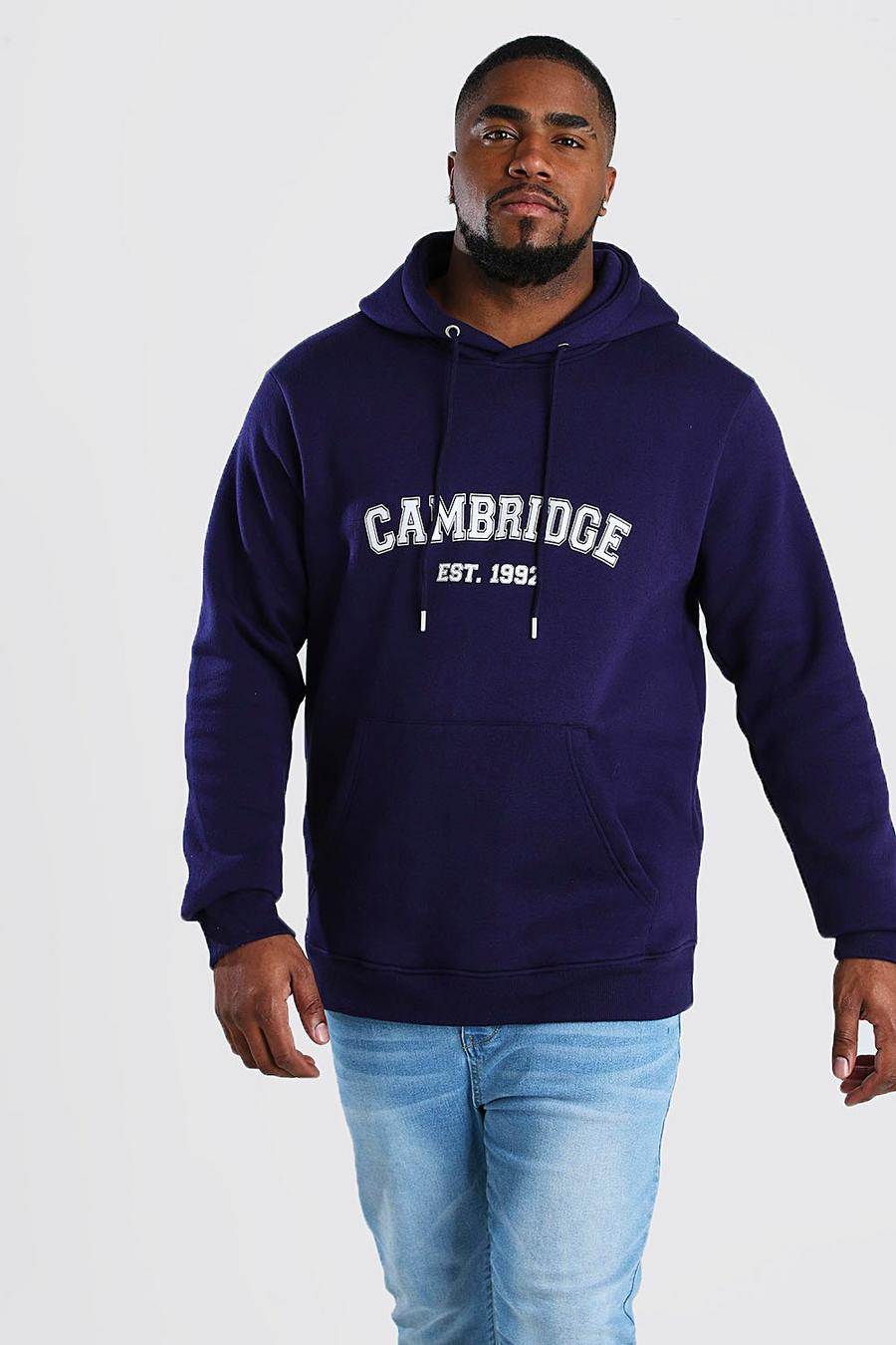 Sudadera con capucha Plus con estampado de Cambridge, Azul marino image number 1