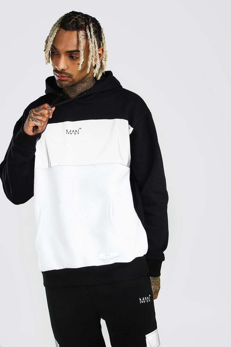 MAN Reflective Colour Block Oversized Hoodie image number 1