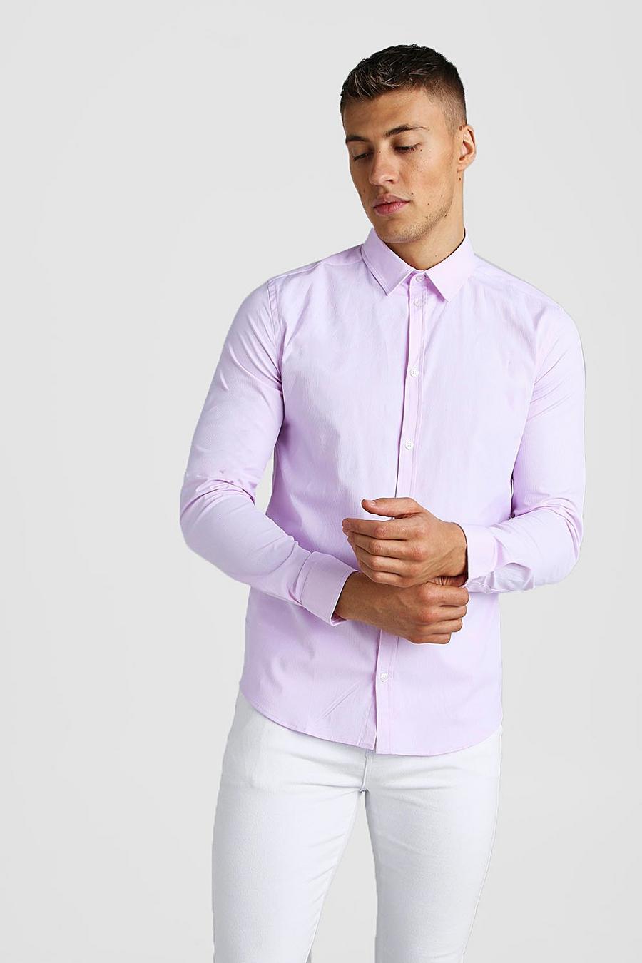 Long Sleeve Muscle Fit Textured Formal Shirt image number 1