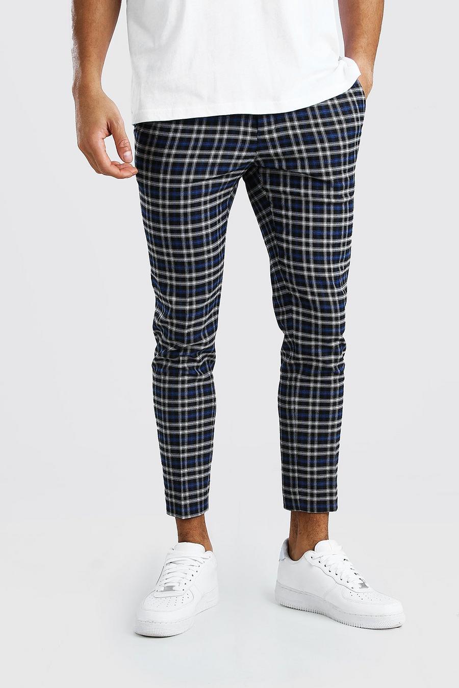 Skinny Navy Check Smart Cropped Pants image number 1