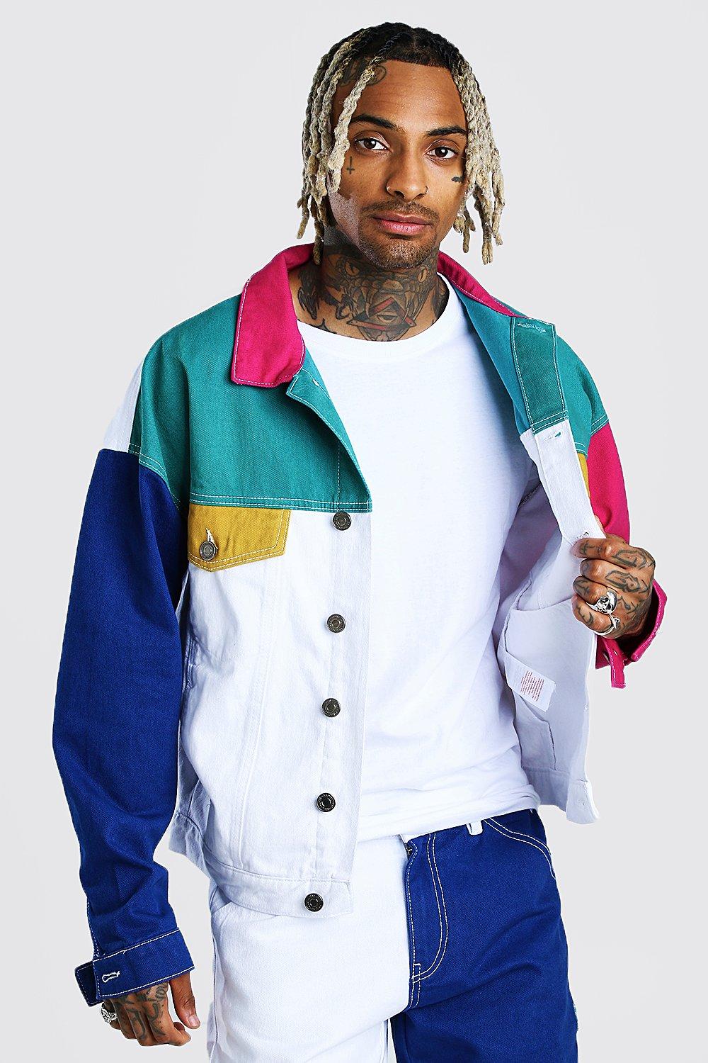 Asos design x glaad & denim jacket in color block sale