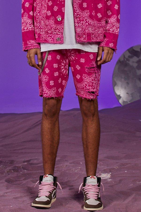 purple jean shorts mens