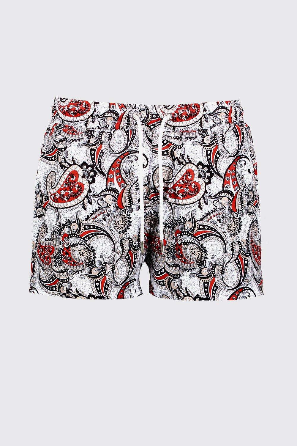 Swim shorts with floral Paisley motif pink