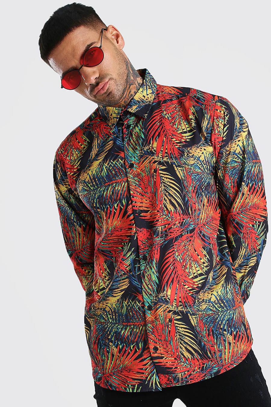Multi Long Sleeve Shirt In Palm Print image number 1