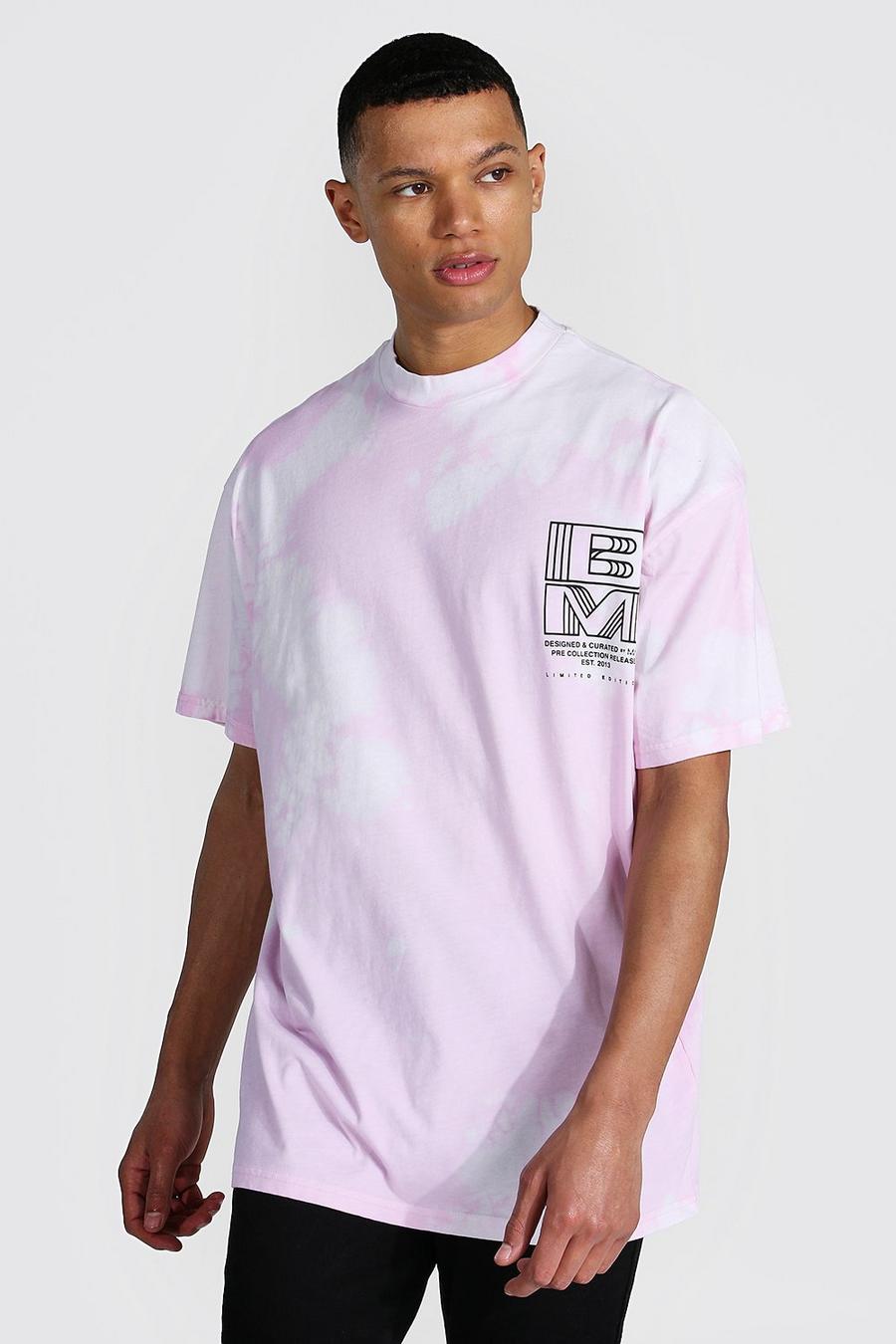 Lilac Tall Oversized Tie Dye T-Shirt Met Brede Nek image number 1