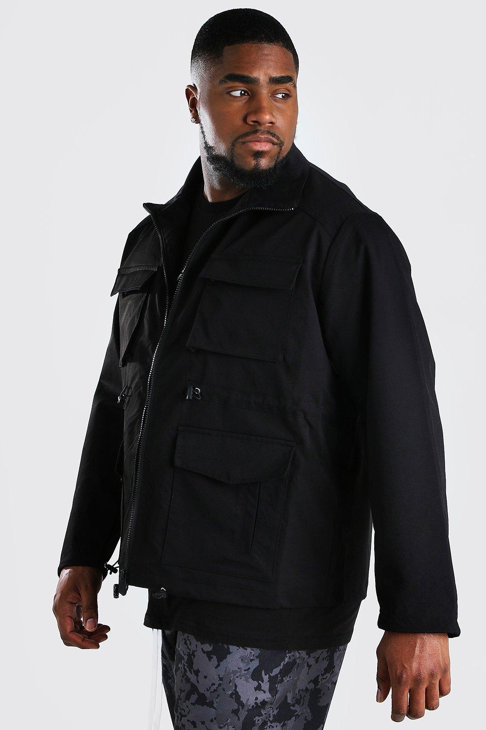 plus size black utility jacket