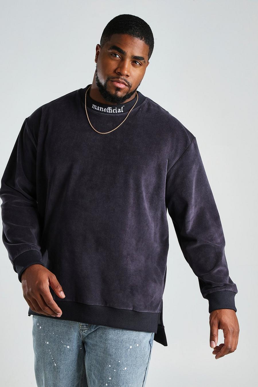 Slate grey Plus Size Stepped Hem Sweater in Towelling image number 1
