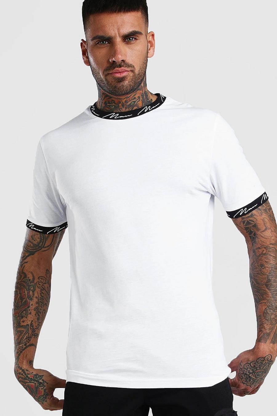 MAN Signature T-Shirt mit Print an Nacken und Bündchen image number 1