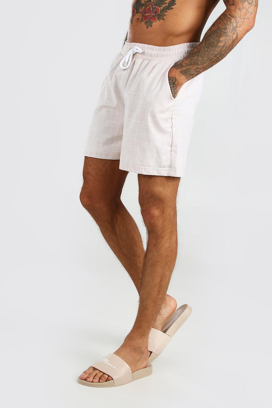 Taupe beige Textured Shorts image number 1