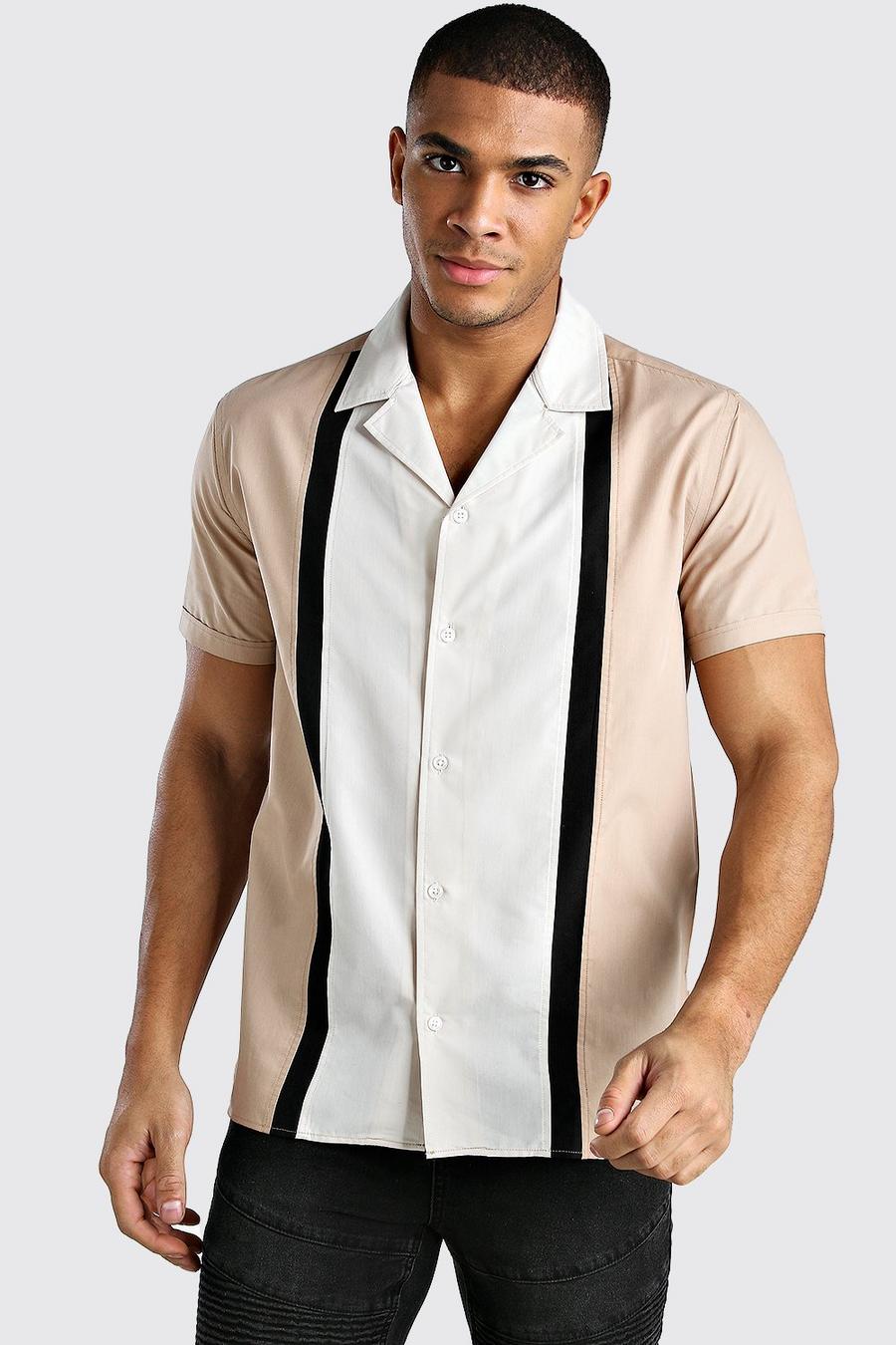 Camisa de manga corta con cuello de solapa en bloques de color image number 1