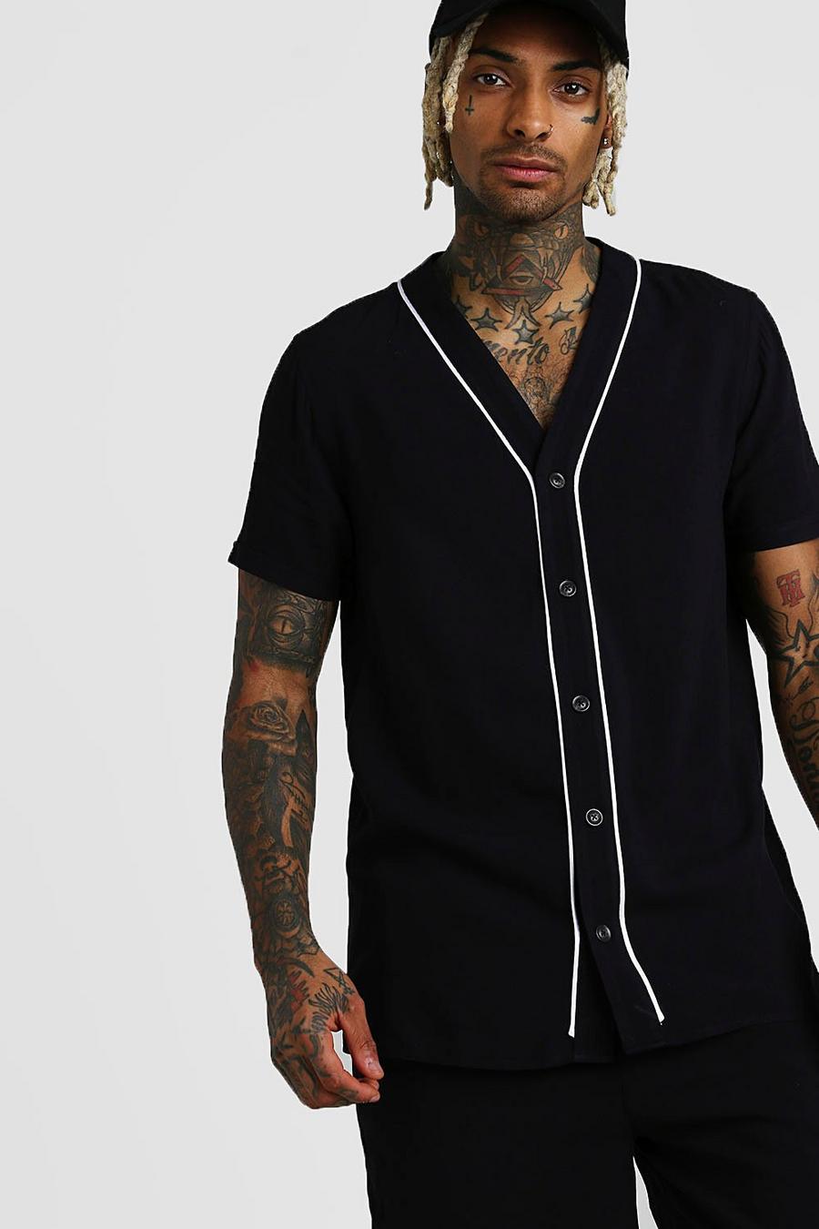 Short Sleeve Viscose Baseball Shirt & Short Set image number 1