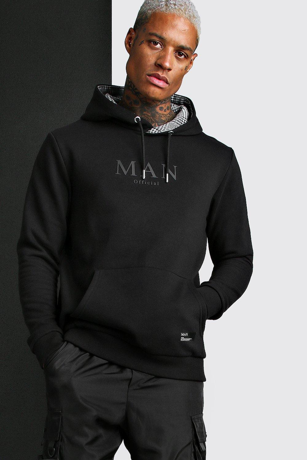 boohoo man black hoodie