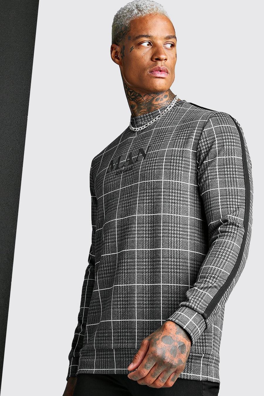 MAN Roman Jacquard Check Sweat With Tape image number 1